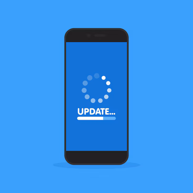 smartphone system update screen - System software update and upgrade concept. loading process in ...