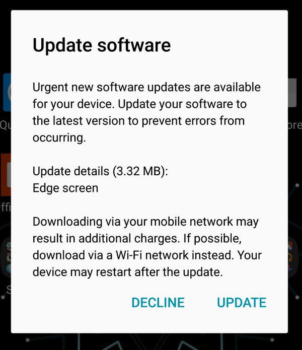 phone screen software update notification - PSA: Samsung Galaxy S7 Edge is already receiving an urgent update ...
