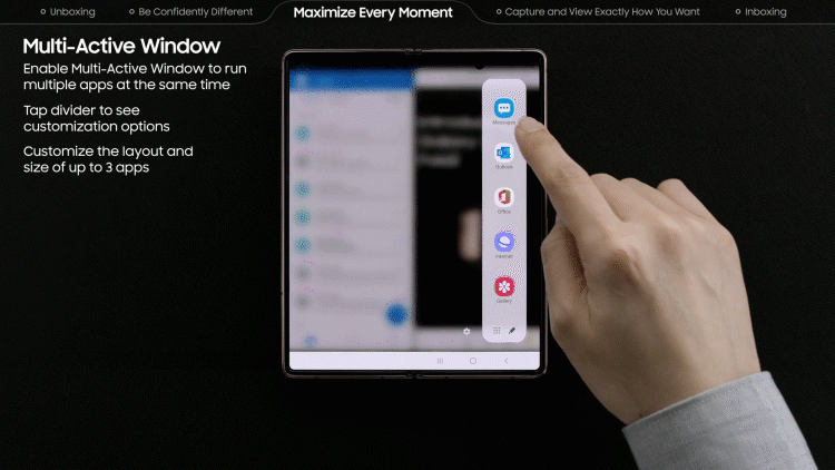 Close up of a foldable phone multitasking - Master of Multitasking: Luxury Meets Productivity Power in the ...