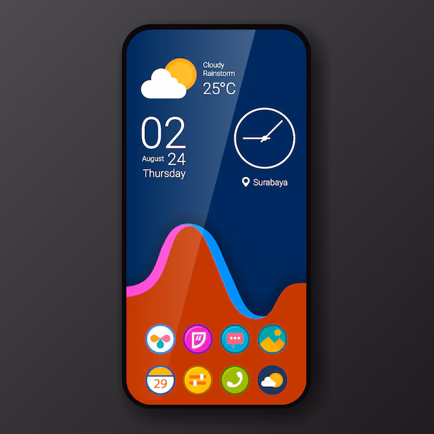 Smartphone user interface customization - Custom wallpaper user interface home screen realistic smartphone ...