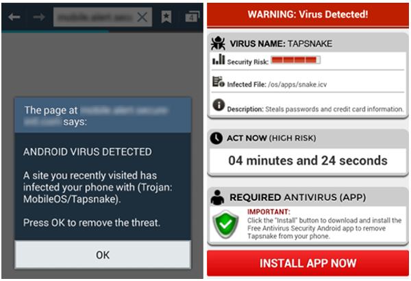 Android phone security warning - Beware the bogus Tapsnake Android virus warning! • Graham Cluley