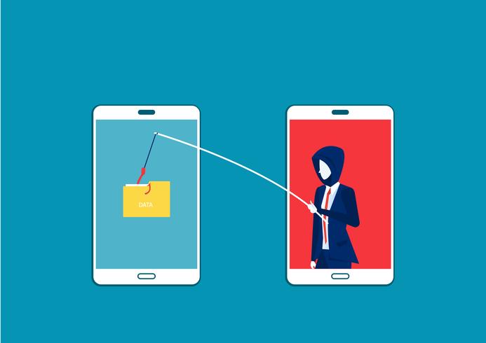 Hacker stealing data from smartphone - business man steal data, hacker attack on smartphone 675440 Vector ...