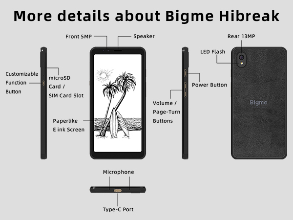 E-ink screen smartphone - Amazon.com: Bigme E-Ink Screen Mobile HiBreak, 6G+128GB Android 11 ...