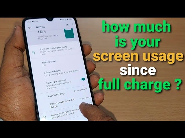 Android phone full battery screen - how to find screen usage since full charge on android phone - YouTube