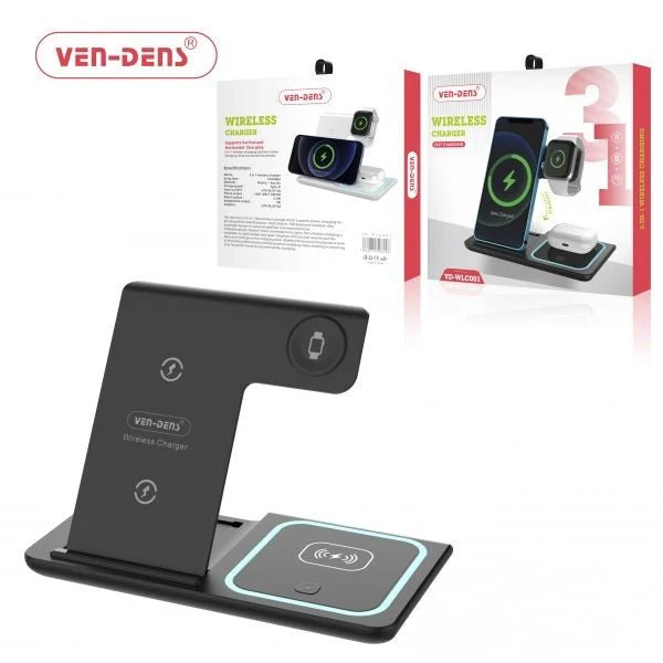 Android smartphone with smartwatch and wireless earbuds - 3 in 1 Ven-Dens Wireless Charger Stand for Apple/Android ...