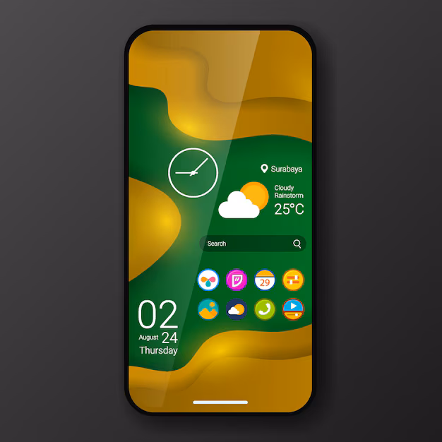 Smartphone user interface customization - 3d texture wave custom user interface home screen realistic ...